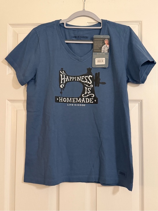 Life Is Good Tops - Life Is Good Women's Dusty Blue 'Happiness Is Homemade' V‑Neck Tee